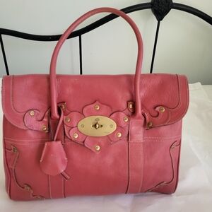 Mulberry Dark Pink Tooled Bayswater Satchel Bag
